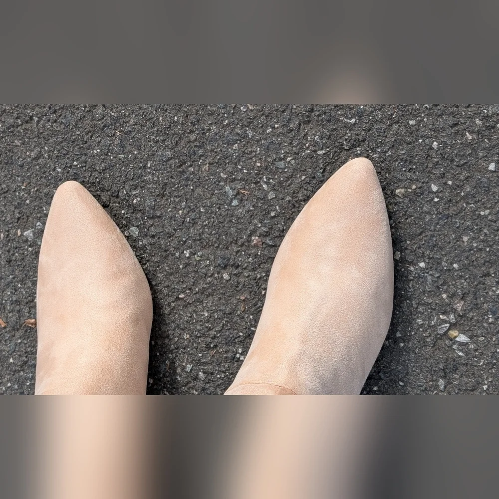 Coutgo Knee High Boots Wide Calf Kitten Heel Pointed Toe Boots Pull On (New) - Picture 12 of 13